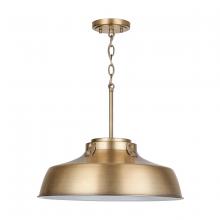 Austin Allen & Co - CA 9D328A - 1-Light Industrial Metal Shade Pendant - Aged Brass with White Interior