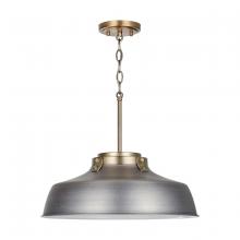 Austin Allen & Co - CA 9D329A - 1-Light Industrial Metal Shade Pendant - Antique Nickel and Aged Brass with White Interior