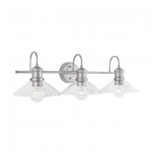 Austin Allen & Co - CA 9D333A - 3-Light Vanity in Brushed Nickel Painted with Clear Seeded Glass