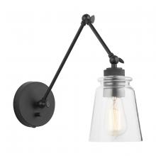 Austin Allen & Co - CA 9D345A - 1-Light Clear Glass Sconce with Adjustable Arm and Shade in Matte Black
