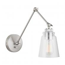Austin Allen & Co - CA 9D346A - 1-Light Clear Glass Sconce with Adjustable Arm and Shade in Brushed