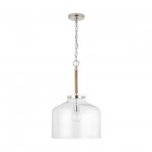 Austin Allen & Co - CA 9F373A - 1-Light Clear Seeded Glass Wide Cloche Pendant with Natural Jute Rope Accent in Nickel
