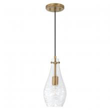Austin Allen & Co - CA AA1006AD - Wavy Glass Pendant in Aged Brass with Etched Detailing