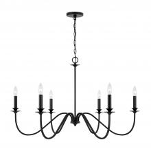 Austin Allen & Co - CA AA1029MB - 6-Light Chandelier in Matte Black with Decorative Double Bobeches