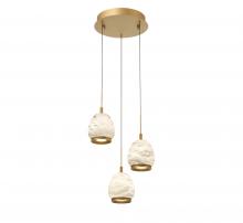 Lib & Co. CA 12136-030 - Lucidata, 3 Light Round LED Pendant, Painted Antique Brass