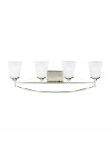 Generation Lighting 4424504EN3-962 - Hanford traditional 4-light LED indoor dimmable bath vanity wall sconce in brushed nickel silver fin