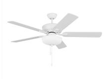 Generation Lighting 5LD52RZWD - Linden 52&#39;&#39; traditional dimmable LED indoor matte white ceiling fan with light kit and rever