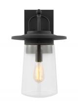 Generation Lighting 8708901-12 - Tybee traditional 1-light outdoor exterior large wall lantern in black finish with clear glass shade