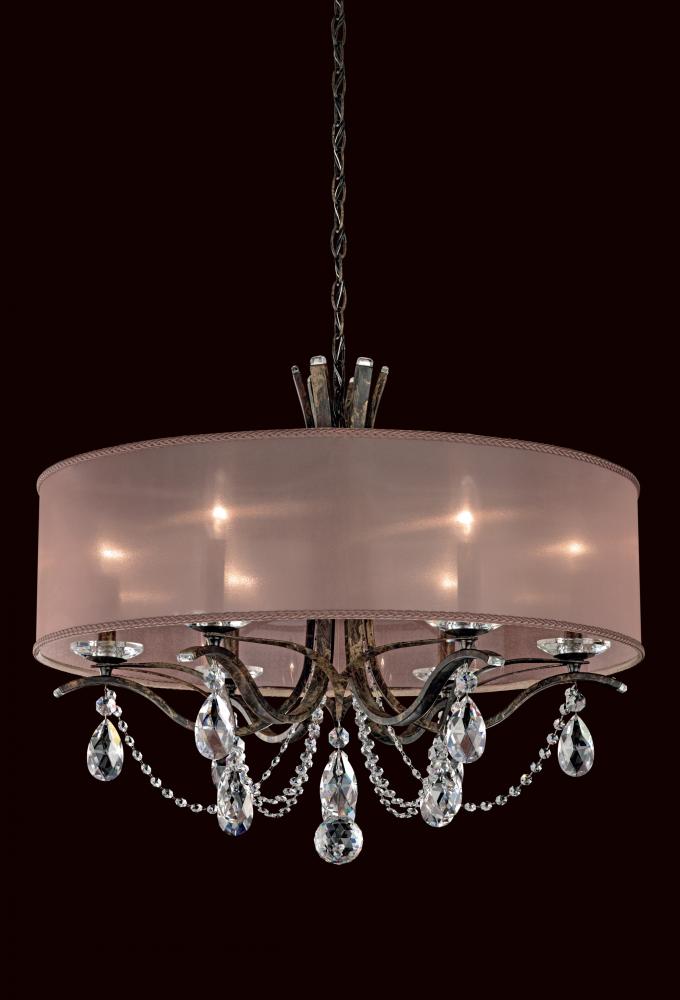 Vesca 6 Light 120V Chandelier in Antique Silver with Clear Heritage Handcut Crystal and White Shad