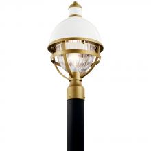 Kichler 59052WH - Tollis™ 18&#34; 1 Light Post Light with Clear Ribbed Glass White and Natural Brass