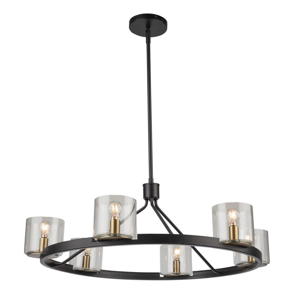 Salinas Collection 6-Light Chandelier, Black and Brass