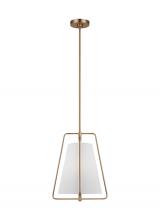 Visual Comfort & Co. Studio Collection 6507401-848 - Allis modern industrial 1-light indoor dimmable pendant in satin brass gold finish with white linen