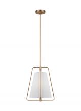 Visual Comfort & Co. Studio Collection 6507401-848 - Allis modern industrial 1-light indoor dimmable pendant in satin brass gold finish with white linen