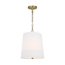 Visual Comfort & Co. Studio Collection LP1081TWBWLW - Ivy traditional dimmable indoor 1-light medium pendant in a time worn brass finish with an etched wh
